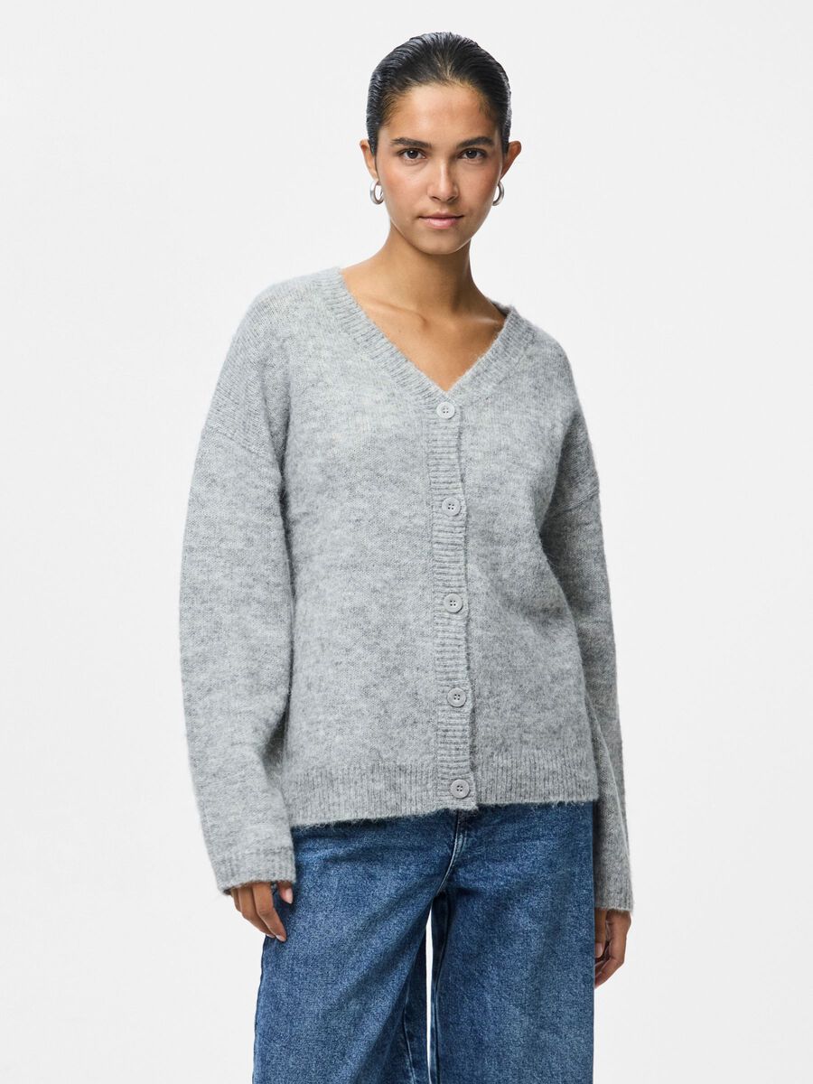 トップス basket knit cardigan Gray Oversized Knitted Cardigan Grey | NA-KD
