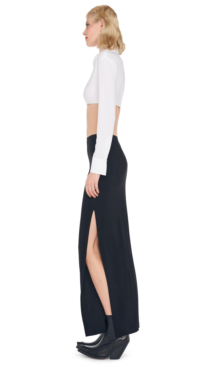 Side Slit Long Skirt Black