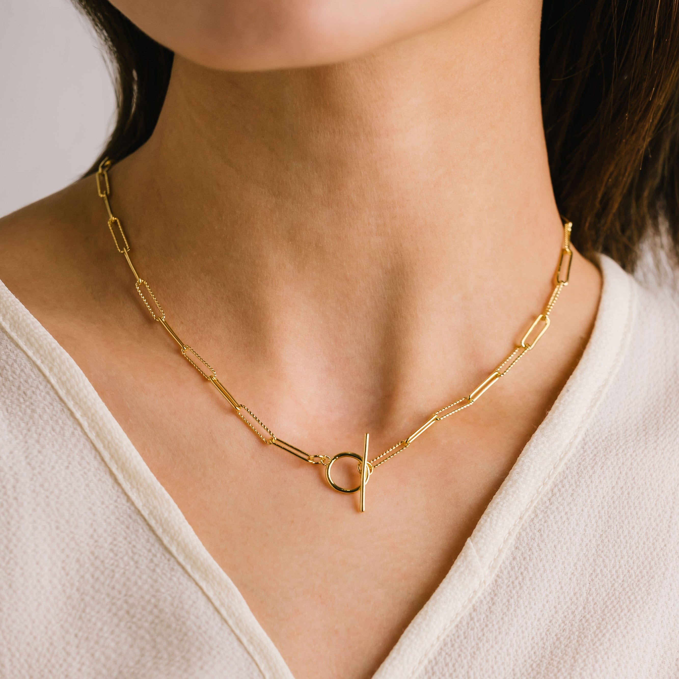 Dainty Paperclip Toggle Necklace
