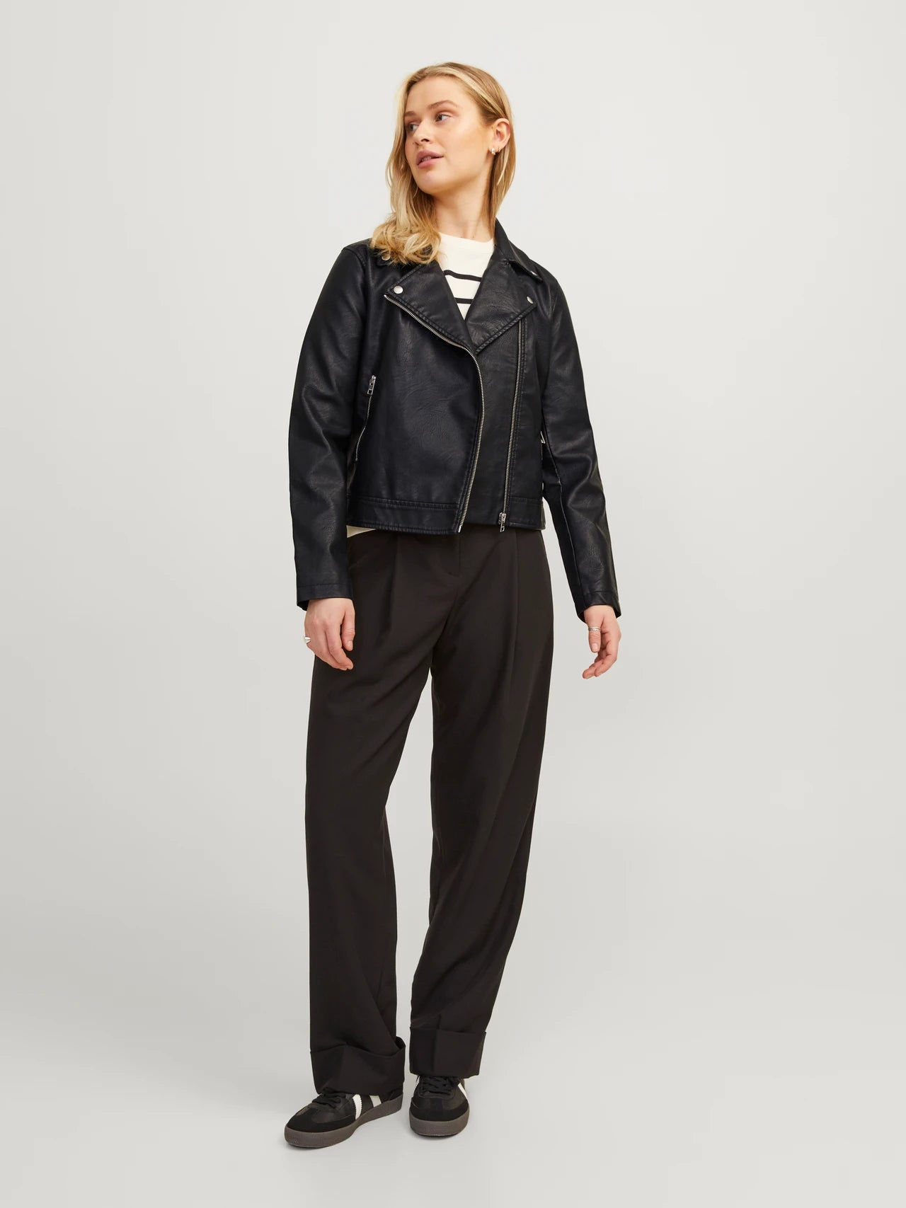 jxgail faux leather biker