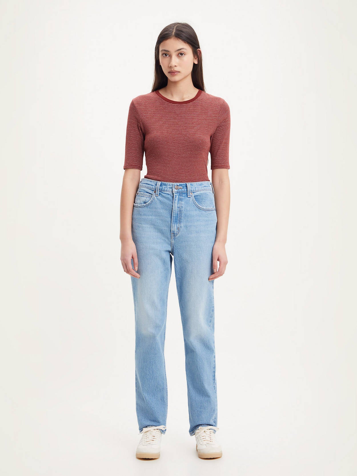 70s High Slim Straight Med Indigo Worn In