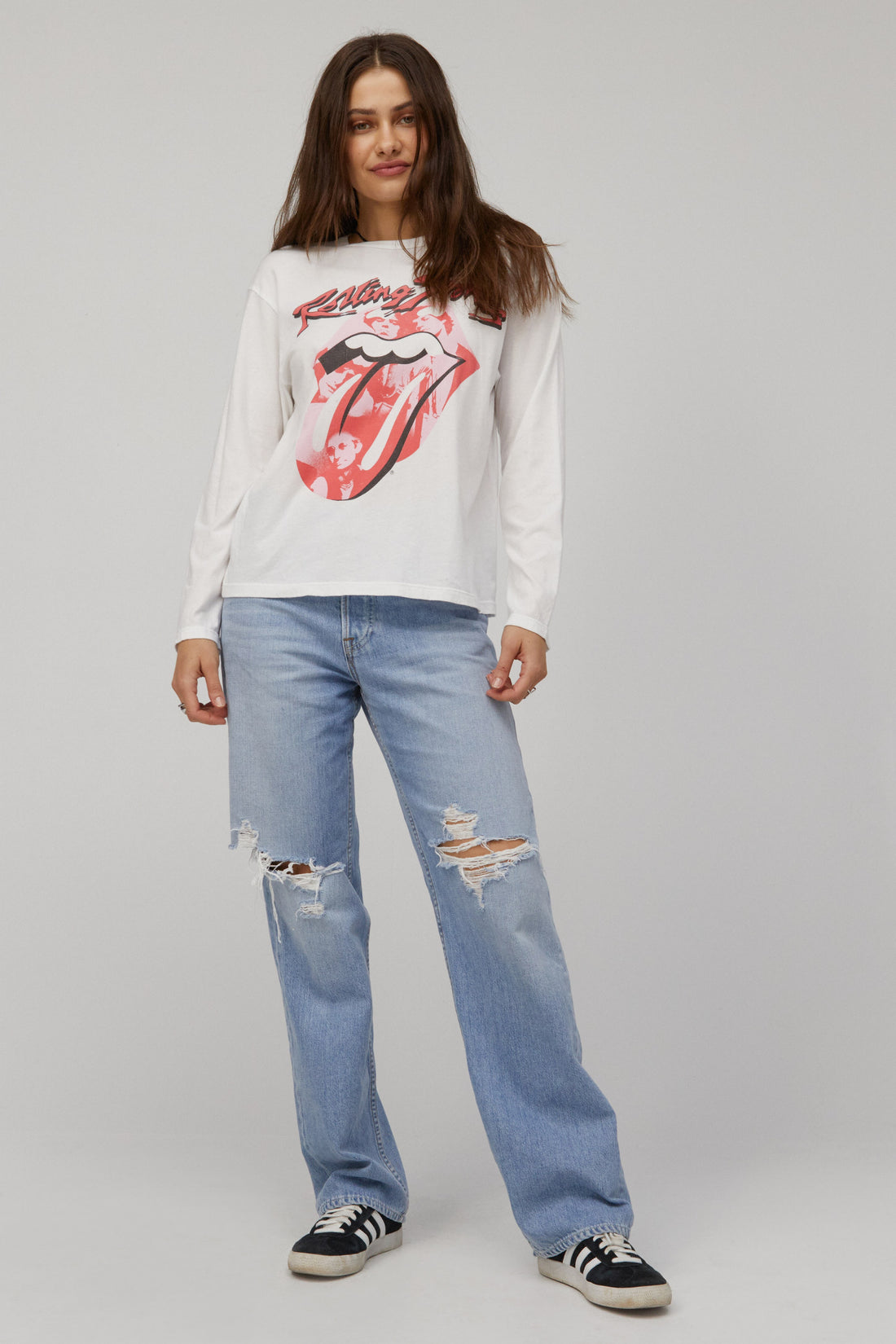 Rolling Stones Band Crew Bleach White